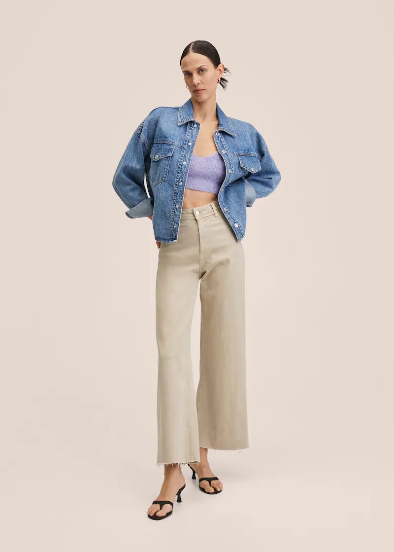 MANGO WIDE LEG DENIM PANTS