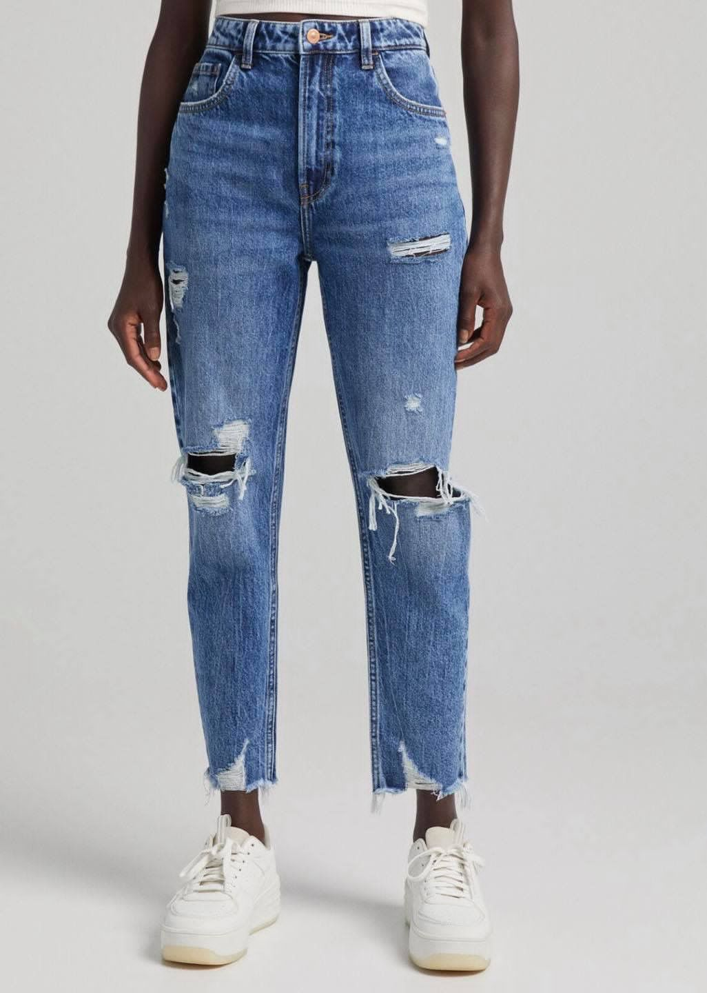 BERSKHA MOM FIT RIPPED JEANS