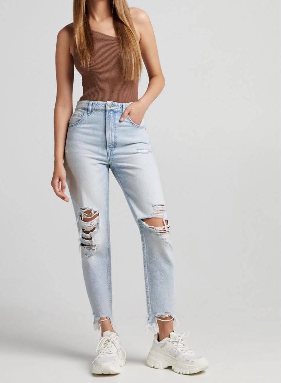 BERSKHA MOM FIT RIPPED JEANS