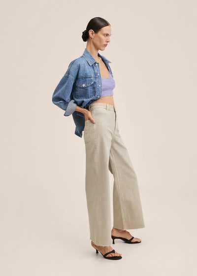 MANGO WIDE LEG DENIM PANTS