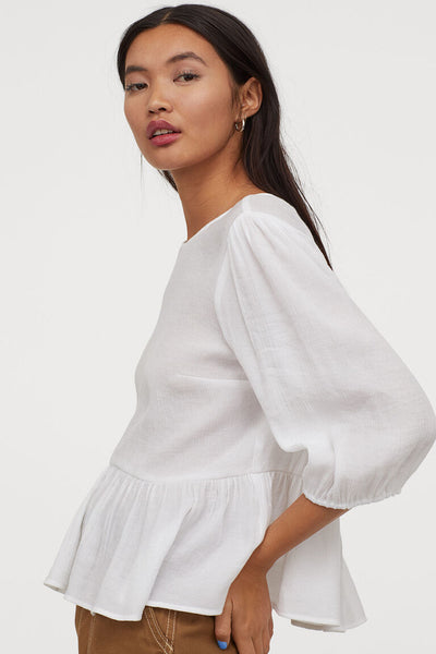 H&M white puff blouse