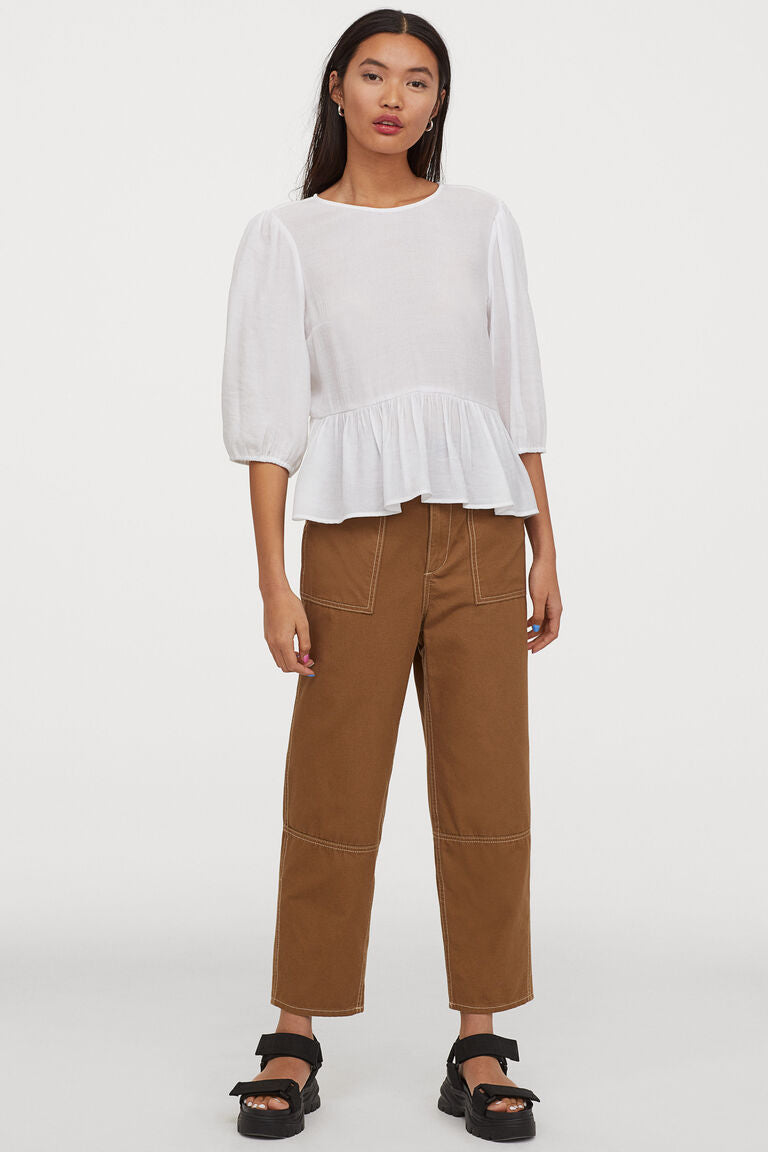 H&M white puff blouse