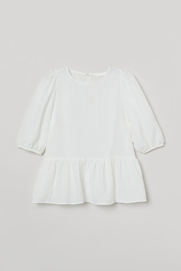 H&M white puff blouse